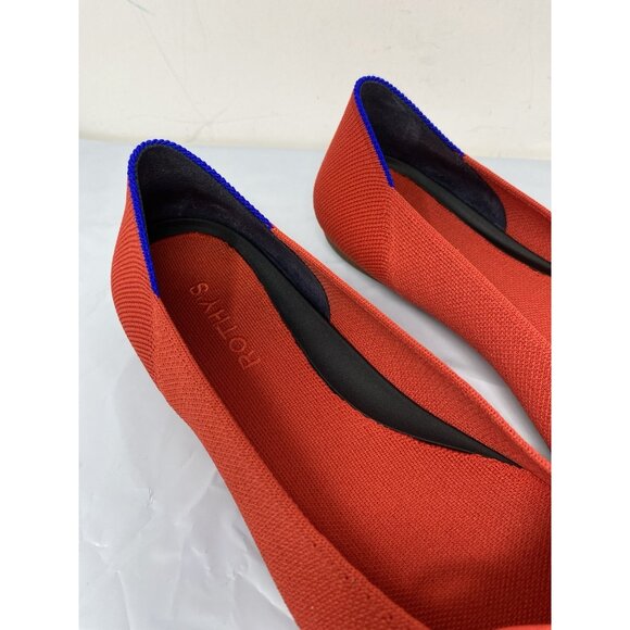 Rothy's The Flat Round Toe Ballet Flats Women's Sz 10 Red Blue With Bow Washable - Picture 7 of 10